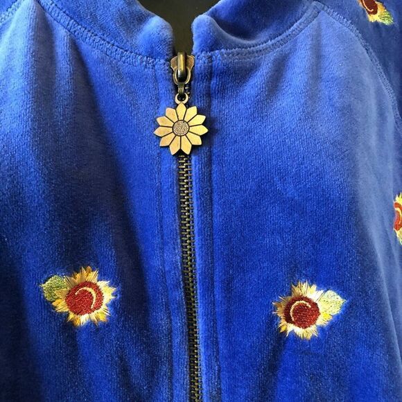 Embroidered Sunflower Velour Jacket - Picture 2 of 4